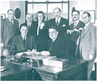 The signing of papers of incorporation for the National Foundation for the Care of Advanced Cancer Patients.