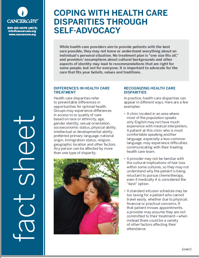 Health Care Disparities Self Advocacy Cancercare