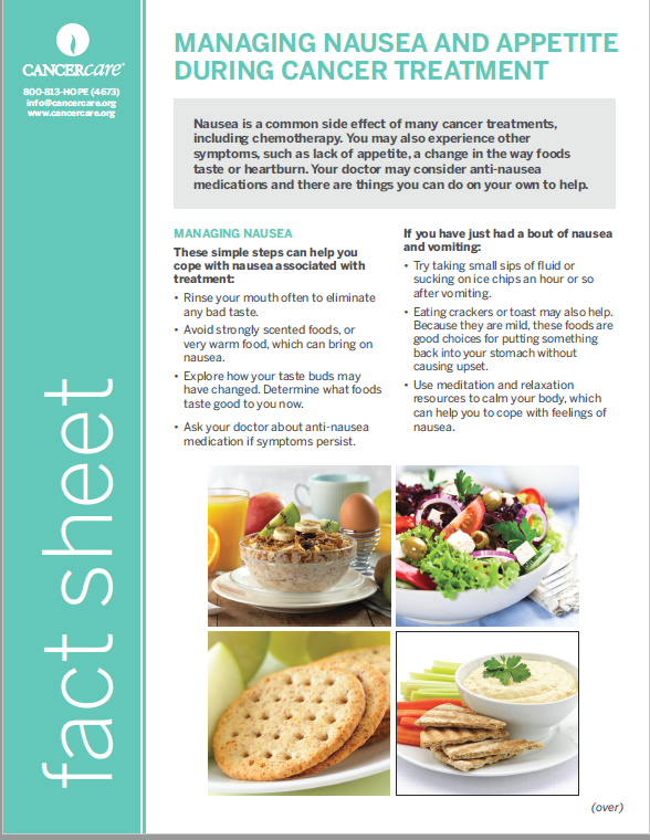 Managing Nausea and Increasing Appetite During Cancer Treatment