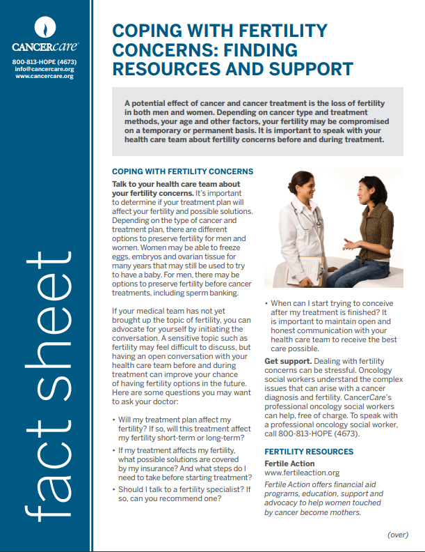 Thumbnail of the PDF version of Coping With Fertility Concerns: Finding Resources and Support