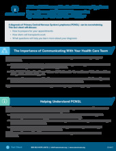 Thumbnail of the PDF version of After A Primary Central Nervous System Lymphoma (PCNSL) Diagnosis: Questions To Ask Your Doctor