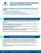 Thumbnail of the PDF version of After an Esophageal Cancer Diagnosis: Questions to Ask Your Doctor