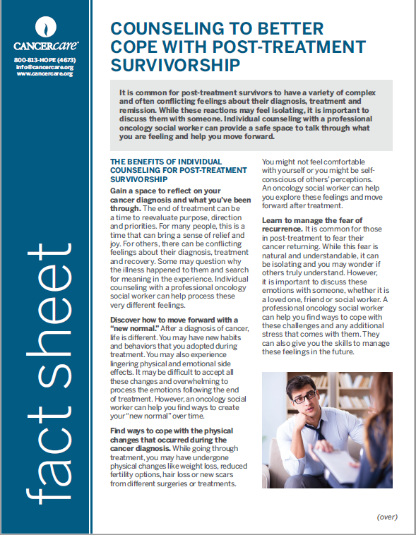 Thumbnail of the PDF version of Counseling to Better Cope With Post-Treatment Survivorship