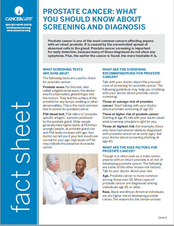 Thumbnail of the PDF version of Prostate Cancer: What You Should Know About Screening and Diagnosis