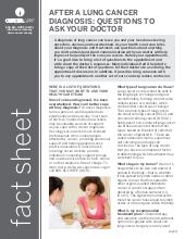 Thumbnail of the PDF version of After a Lung Cancer Diagnosis: Questions to Ask Your Doctor