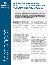 Thumbnail of the PDF version of Questions to Ask Your Health Care Team About the Coronavirus and COVID-19