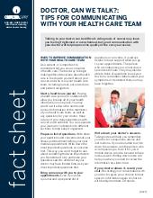 Thumbnail of the PDF version of Doctor, Can We Talk?: Tips for Communicating With Your Health Care Team