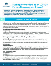 Thumbnail of the PDF version of Building Connections as an LGBTQ+ Person: Resources and Support